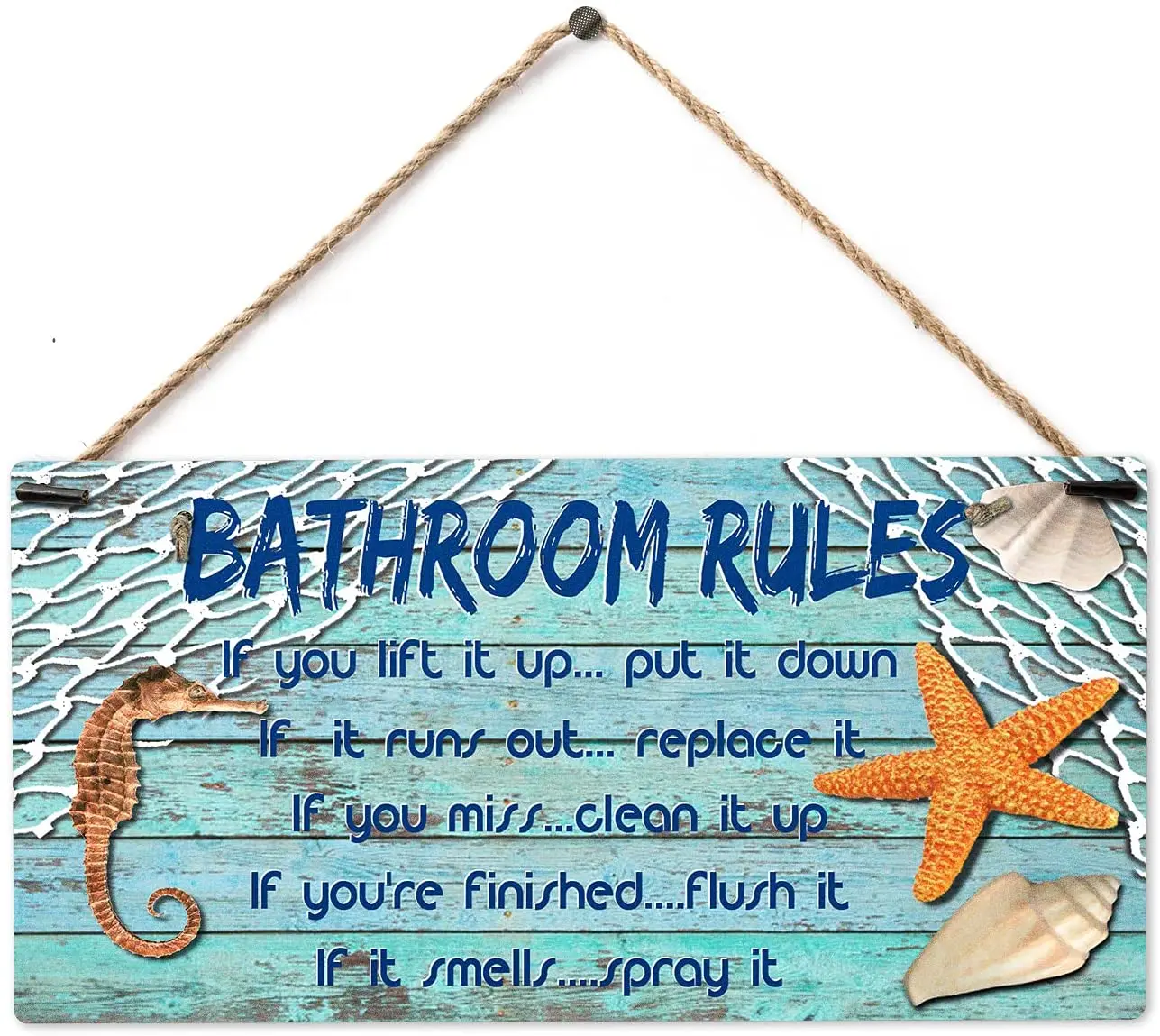 

If It Smells Spray It Rustic Wooden Plank Sign Wall Decor Sign,Beach Theme Wall Art Sign for Public Bathroom,Student Dormitory