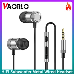 VAORLO Hifi Heavy Bass Metal Wired Earphone 3.5mm In-Ear Stereo Subwoofer Music Headset With Microphone Gaming Sport Earbuds