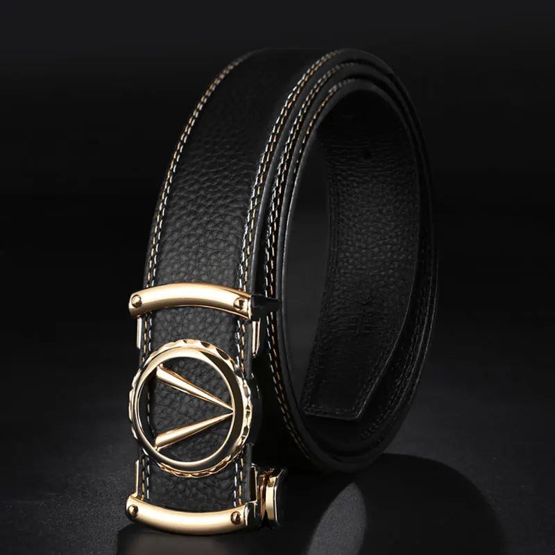 

Automatic buckle belts men high quality designer luxury brand fashion Cowskin sash Black Waist Strap Casual belt ceinture homme