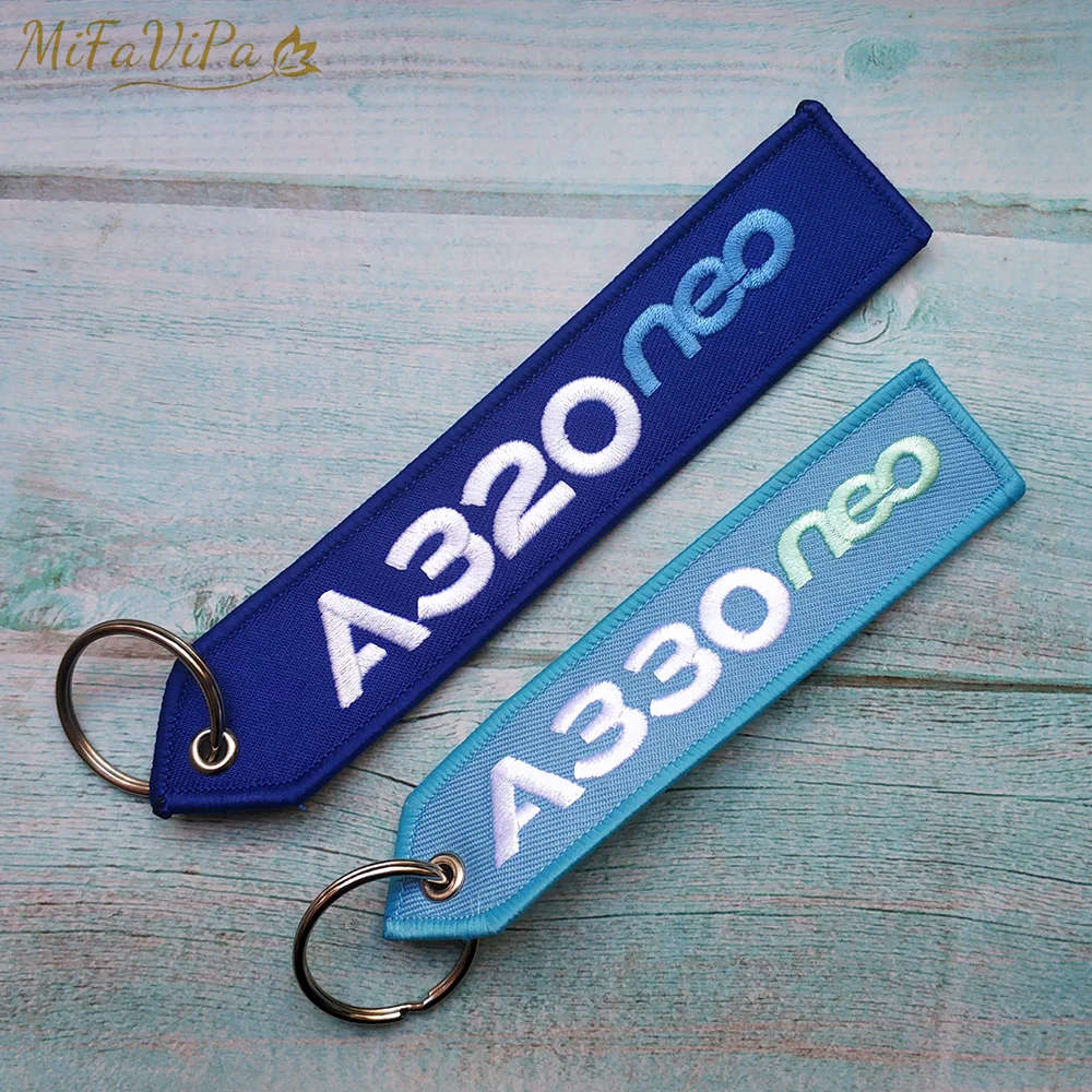 2 PCS איירבוס A320 NEO Sleutelhanger רקמת Keychain אופנה תכשיט טלפון רצועת תעופה מפתח שרשרת עבור תעופה מתנה Llavero