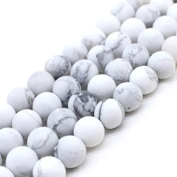 Natural Stone Matte Frosted White Howlite Turquoises Round Loose Beads 15
