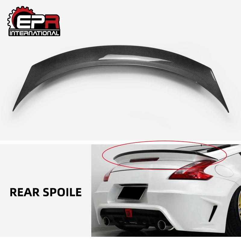 

Car Accessories For Nissan 2009 On 370Z Z34 WBS Style Carbon Fiber Rear Spoiler Glossy Finish Trunk Wing Lip Fibre Splitter Kit