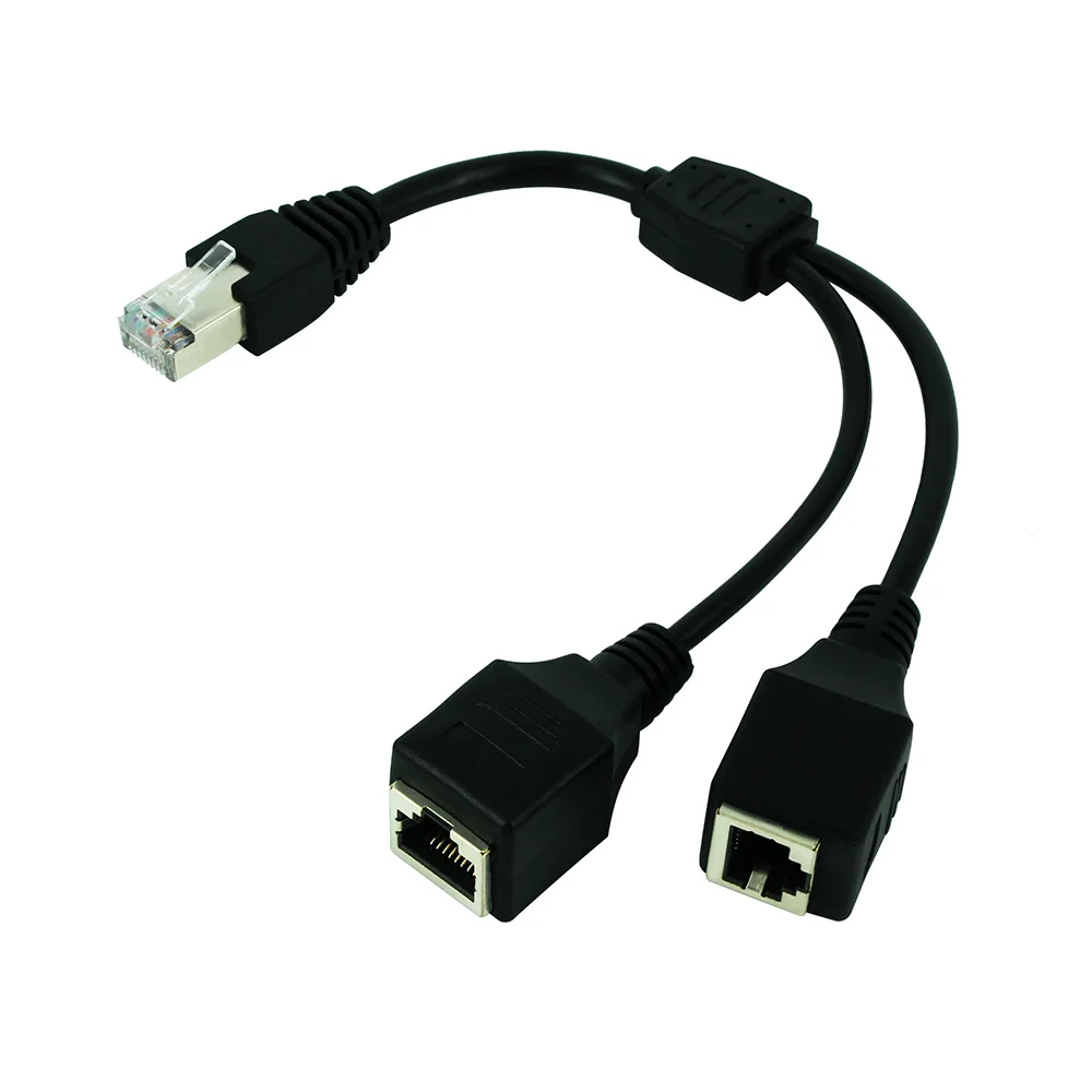 RJ45 1 Stecker auf 2 Buchsen LAN-Kabel Buchse Port Ethernet Netzwerk Splitter Y Stabile Übertragung Cat5e Cat5 Cat6 Einfaches Adapterkabel