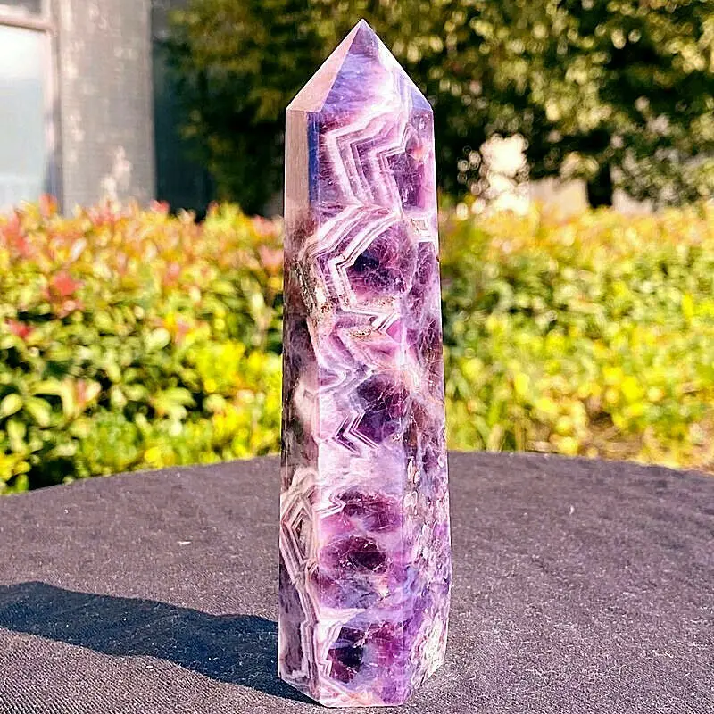 1pcs Natural Dream Amethyst Obelisk Quartz Tower Crystal Point Healing