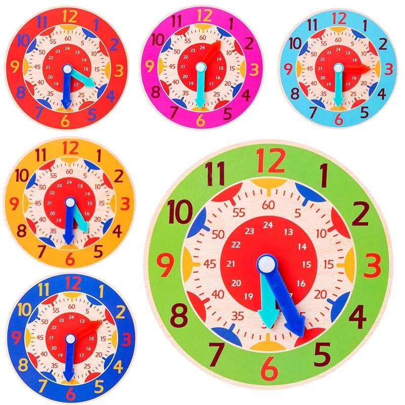 Rompecabezas de madera para niños, reloj colorido de cognición, juguete Montessori, aprendizaje temprano, preescolar, hogar