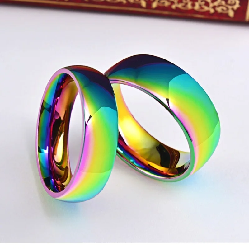 

Letdiffery Smooth Titanium Couple Rings Multi-Color Simple Women Men Lovers Wedding Jewelry Engagement Gifts