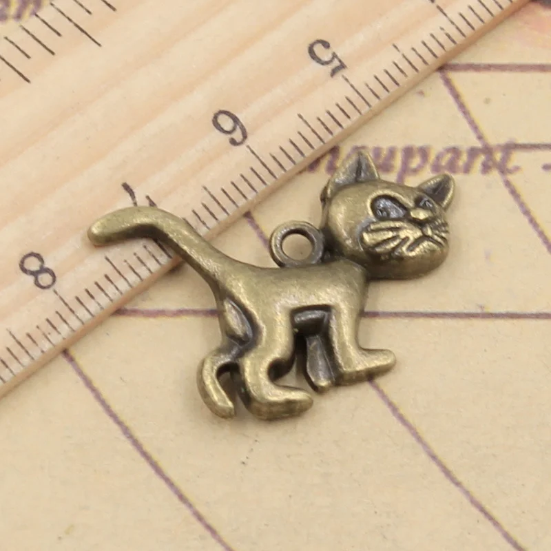 10pcs Charms Cat 30x22mm Tibetan Bronze Silver Color Pendants Antique Jewelry Making DIY Handmade Craft