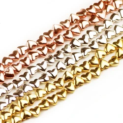 JHNBY 6*5mm Rose Gold Colour Heart Shape Hematite Natural Stone Spacer Loose Beads For Jewelry Making Diy Bracelets Accessories