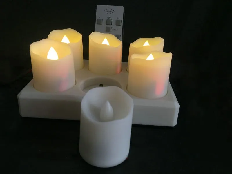 

Set of 6 rechargeable flameless wavy edge Candle w/Remote controller Timer LED Tealight Votive Candles Home Bar decor-Warm white