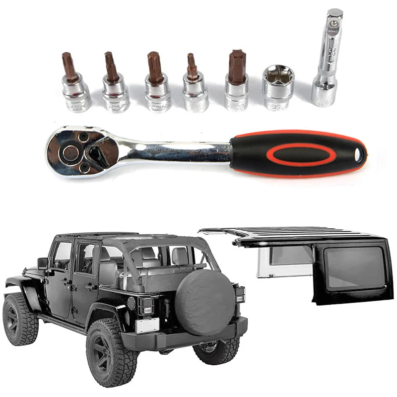 Juego de herramientas de extracción de puerta de coche, Kit de llave de tubo para Jeep Wrangler TJ JK JL 2007-2021, accesorios de extracción de