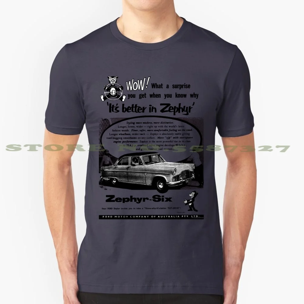 Zephyr 100% Pure Cotton T-Shirt Zephyr Zodiac Consul Cars Classic 1950S 1960S Dagenham Essex Saloon Sedan Granada Vauxhall