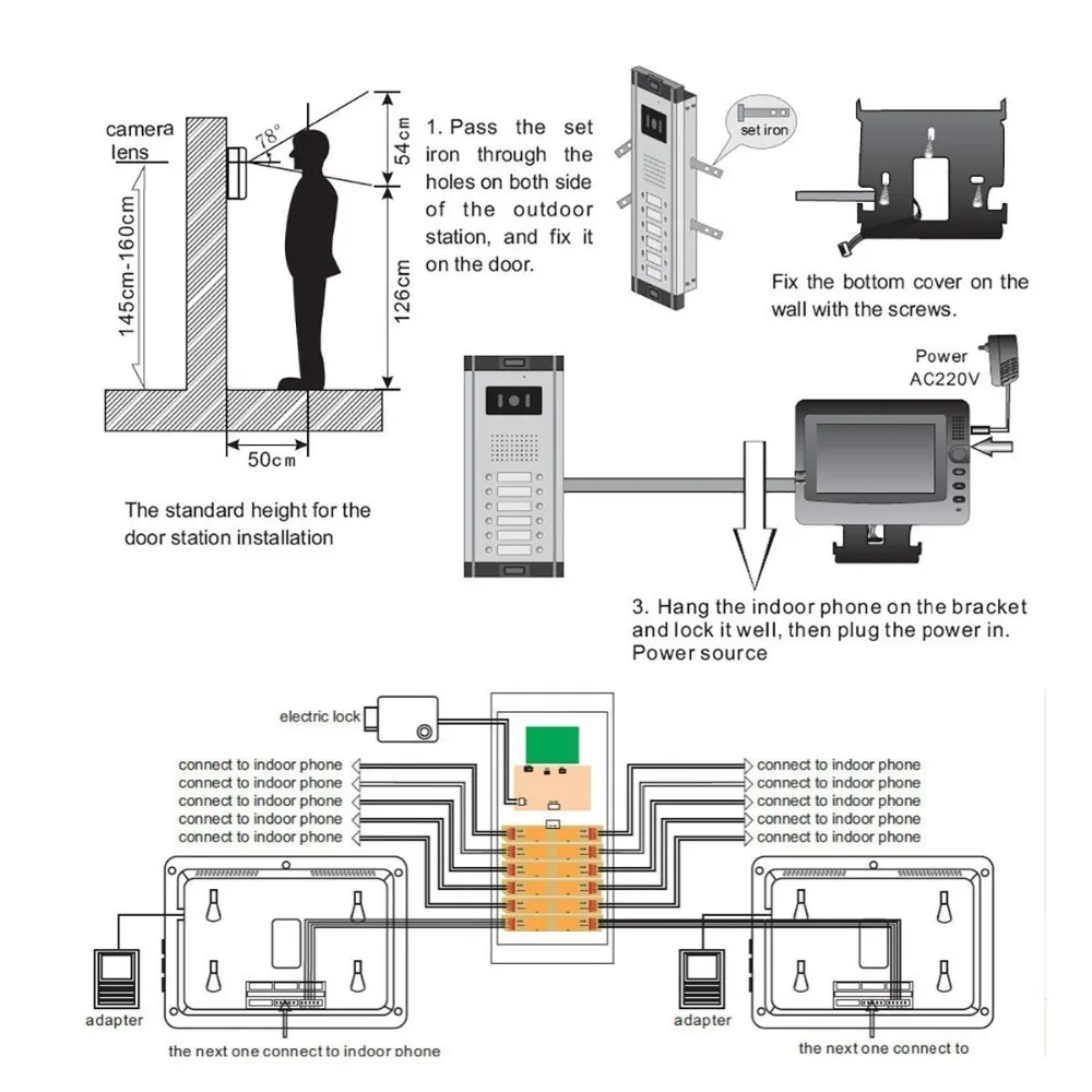 6-12 Eenheden Appartement Intercom Systeem Video Deurtelefoon Intercom Hd Camera 7 "Monitor Video Deurbel Voor 6-12 Huishoudelijke