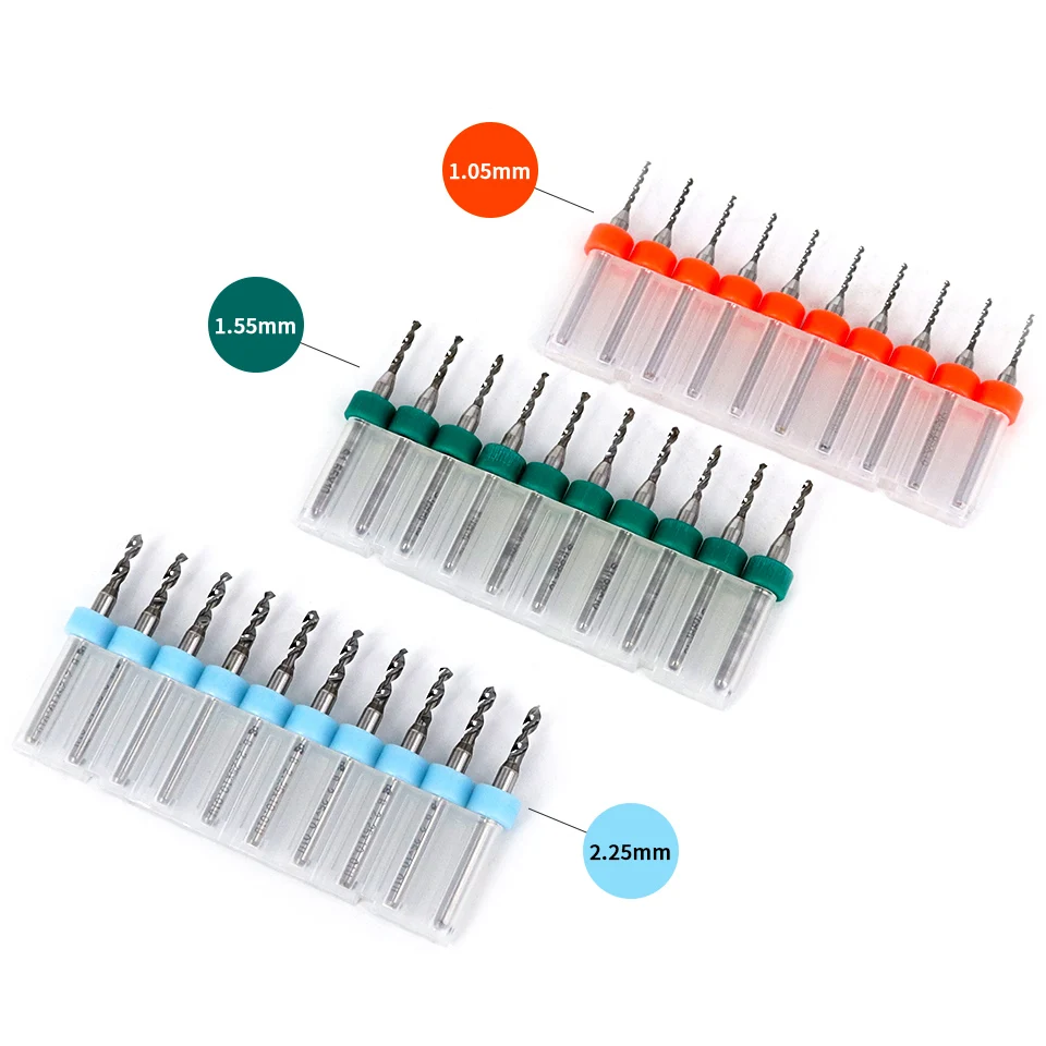 VACK 10Pcs PCB Drill Bit Set Carbide Micro CNC Twist Bits For The Amber Aluminum Sheet 0.3-1.2mm 0.6-1.5mm 1.5-3.0mm 1.0-3.0mm