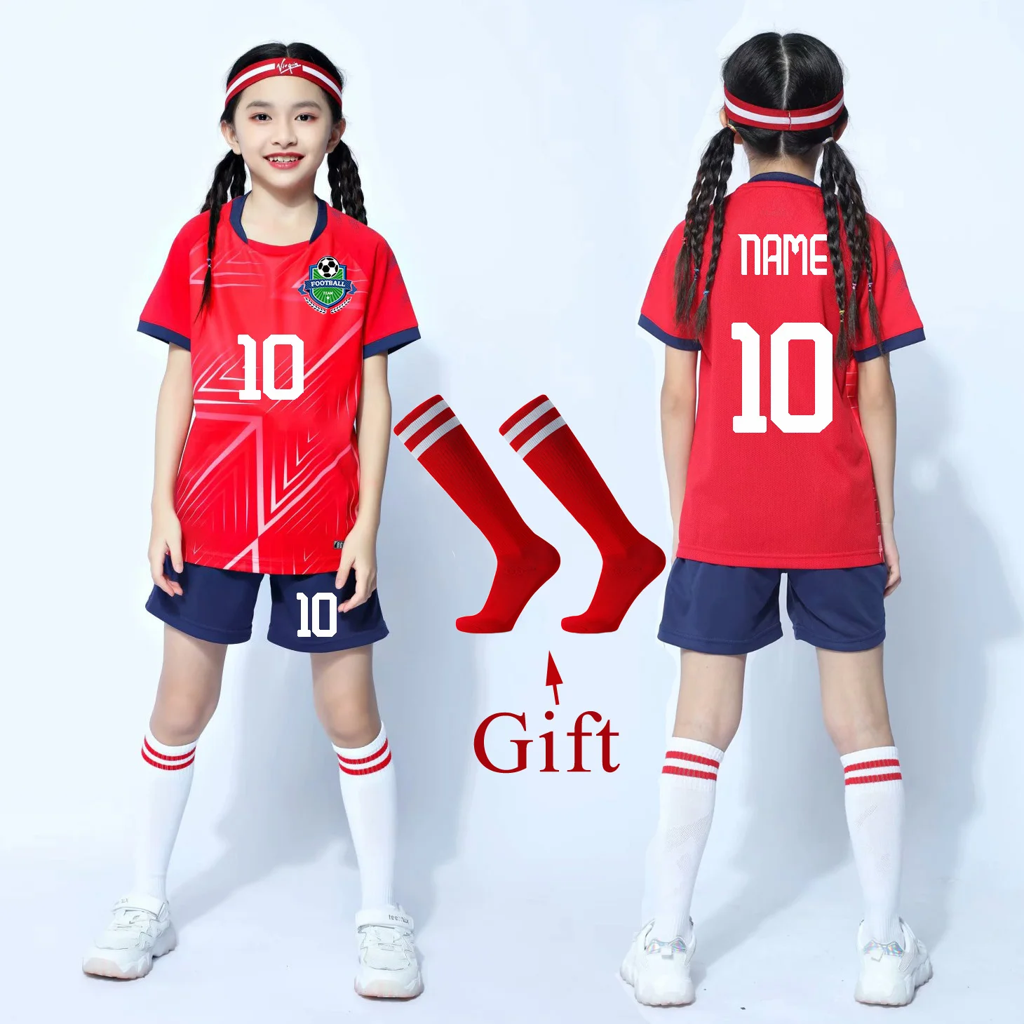 Children Football Jerseys Boys Soccer Clothes Sets Short Sleeve Kids Football Uniforms Girls Soccer Tracksuit Jersey with socks