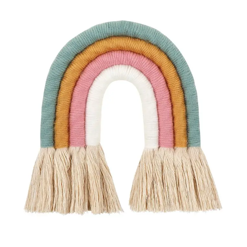 Macrame Woven Rainbow Wall Hanging for Nursery Dorm Room Decoration P31B