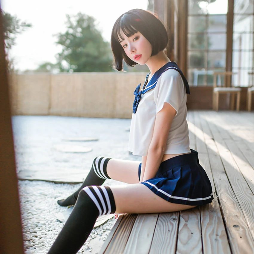 Frauen Japanischen Sexy Schule Uniformen Mini Rock Hohe Schule Student JK Anzug Sailor Kurze Tops Sexy Dessous Cosplay Kostüme