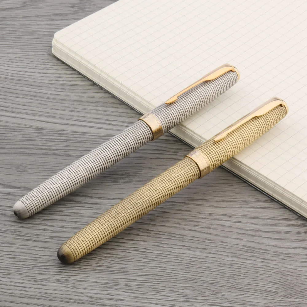 2022 luxury High quality JINHAO 75 metal Fountain Pen golden Brushed lattice Feather Arrow Stationery Office Supplies ink pens