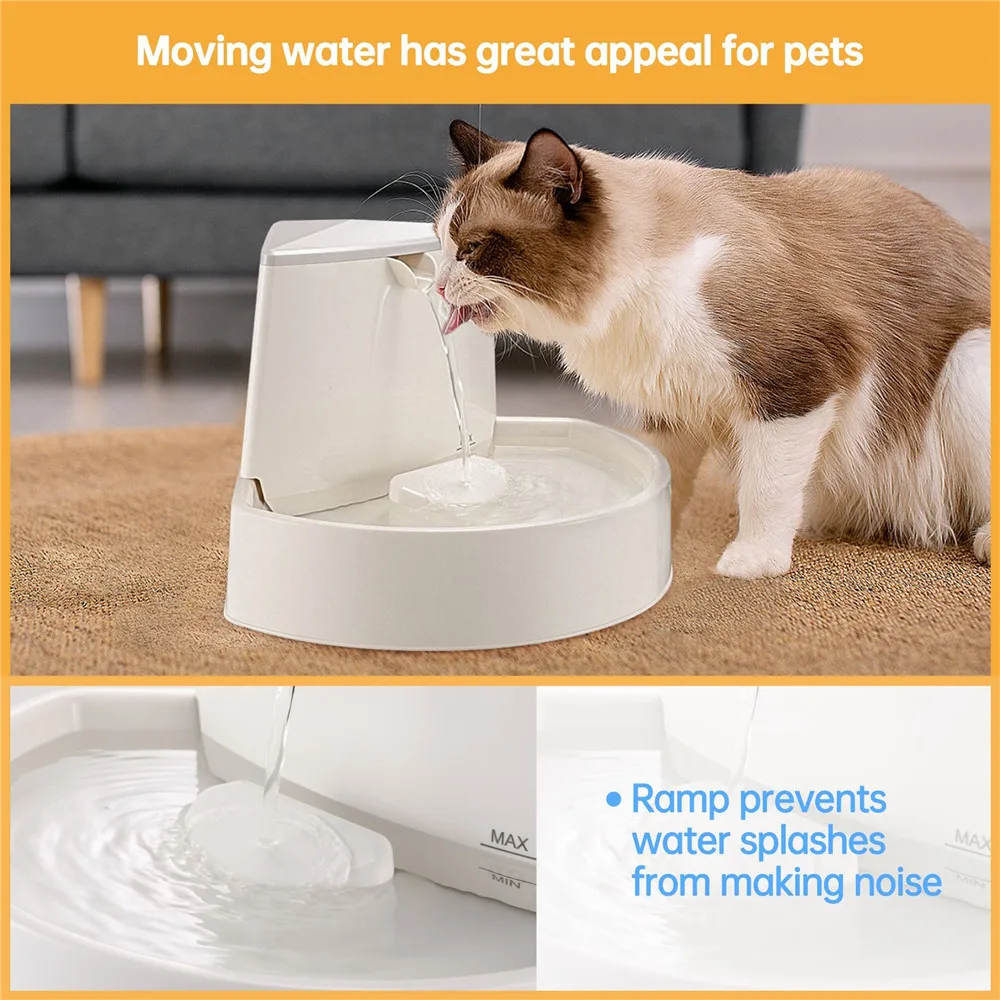 

Automatic Pet Water Dispenser for Cats and Dogs, Quiet, Electric Drinking Bowl, Activated Carbon Filter, Cats, Birds, 2.5L