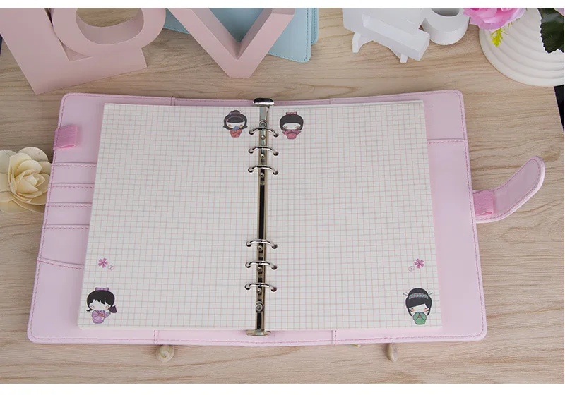 40 Blatt Kawaii A5 A6 Loseblatt-Notizbuch, Nachfüllung, Spiralbinder, Registerpapier, Innenseiten, Tagesplaner, Linienraster, leere Agenda – Detail 15