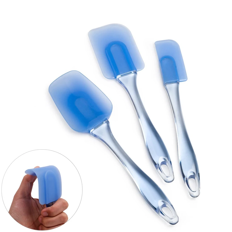 LMETJMA 3 piezas espátulas de silicona flexibles sin BPA juego de espátulas para hornear resistentes al calor para mezclar raspar cocinar KC0438