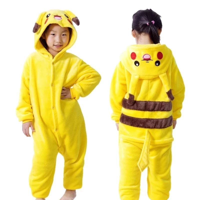 New Pokemon Plush Flannel Pajamas Anime Kawaii Cosplay Suit Long-sleeved Winter Soft Warm Home Clothes Casual Children Gifts