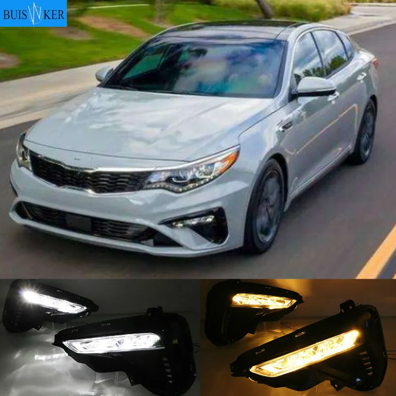 

1pair For Kia K5 Optima 2019 2020 LED DRL Daytime Running Light Daylight Signal fog lamp Styling Auto Drive lights