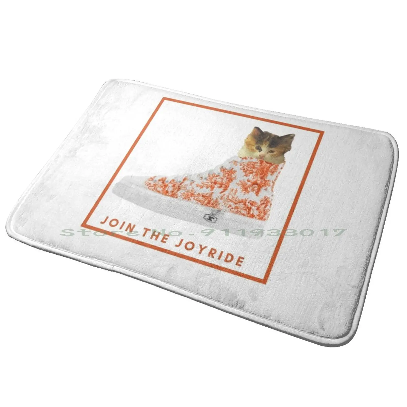 

Nomades Cute Kitty Cat In Sneakers : Join The Joyride , Orange Entrance Door Mat Bath Mat Rug Girl Anime Lovely Anime Girl