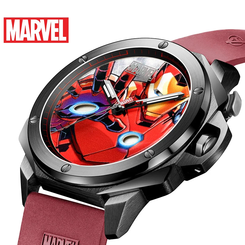 Marvel For Mens Watches Avengers Iron Man Casual Japan Miyota Quartz Wristwatch Coated Glass 50m Waterproof Steel Military Clock