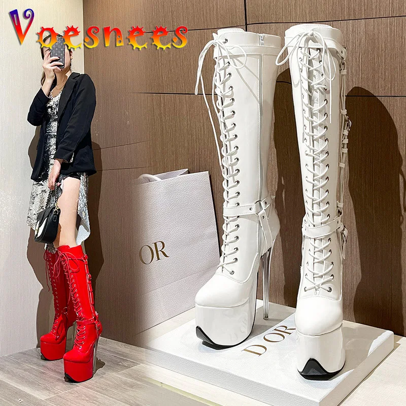 2022 New Detachable Long Tube Boots Decorative Buckle Band Zip Stiletto Women Shoes High Platform Models Catwalk Fashion Boots