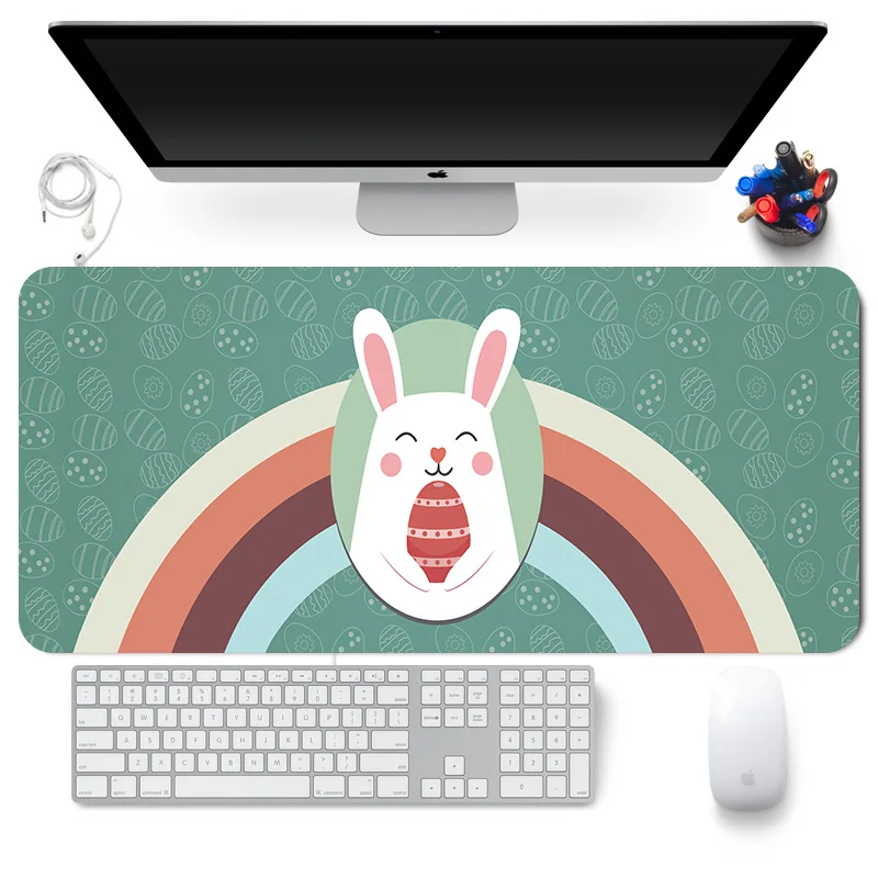 DATA FROG Kawaii Gaming Mouse Pad Cute Desk Mat Non-Slip Rubber Base Large Mouse Mat Computer Keyboard Accessories