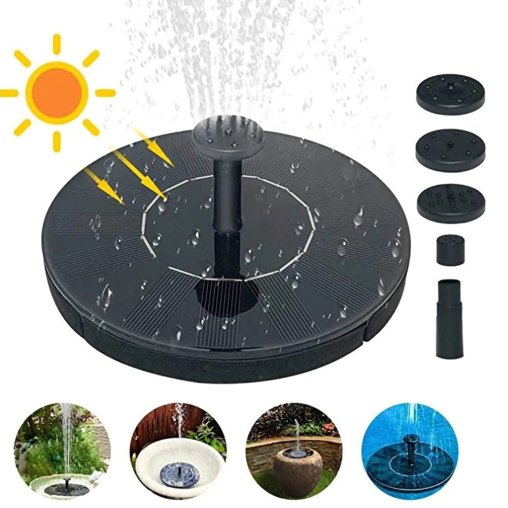 1 Pcs Solar Fountain Round Floating Solar Fountain Miniature Fountain Garden Decoration Sprinkler Garden Water Connector Tool