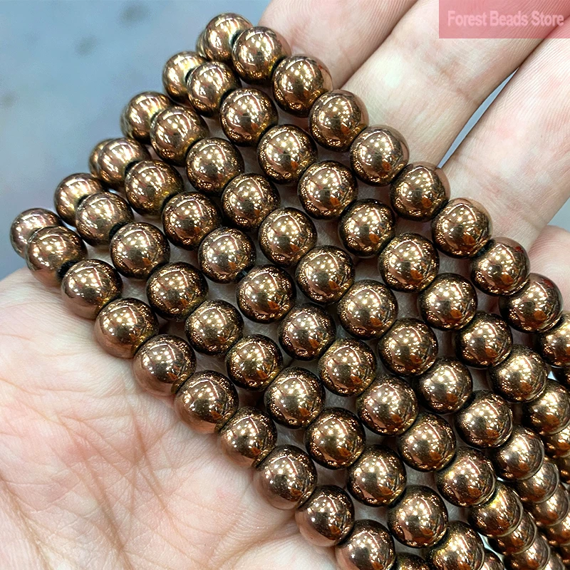 Smooth Chocolate Brown Hematite Stone Beads Loose Spacer Beads For Jewelry Making DIY Necklace Bracelet 2/3/4/6/8/10/12mm 15\