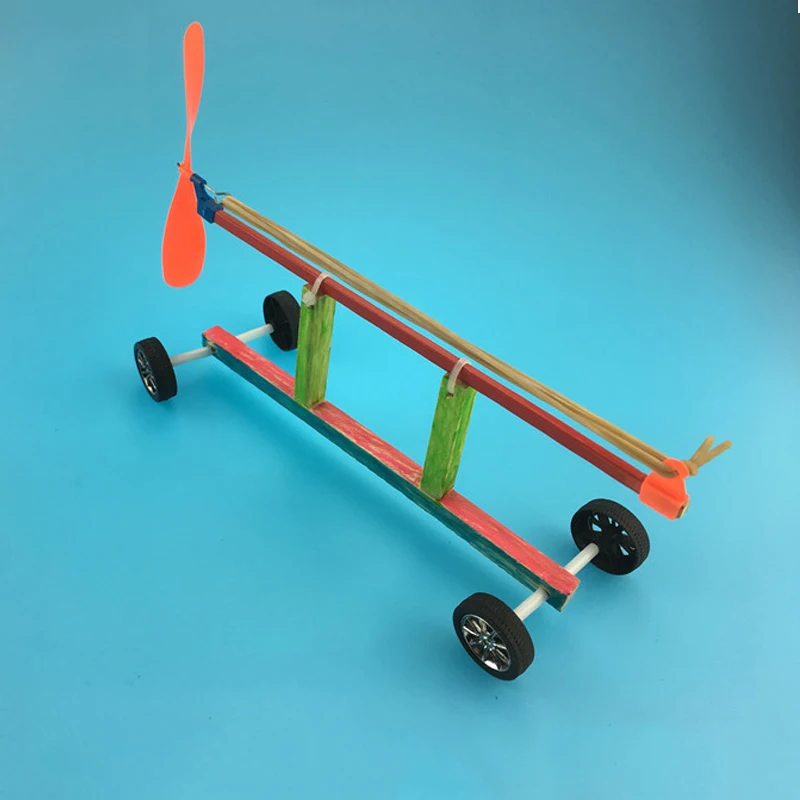 Elastico Power Car kit di scienza educativa fai-da-te esperimento per bambini divertimento giocattoli di fisica stelo scuola progetto regalo legno