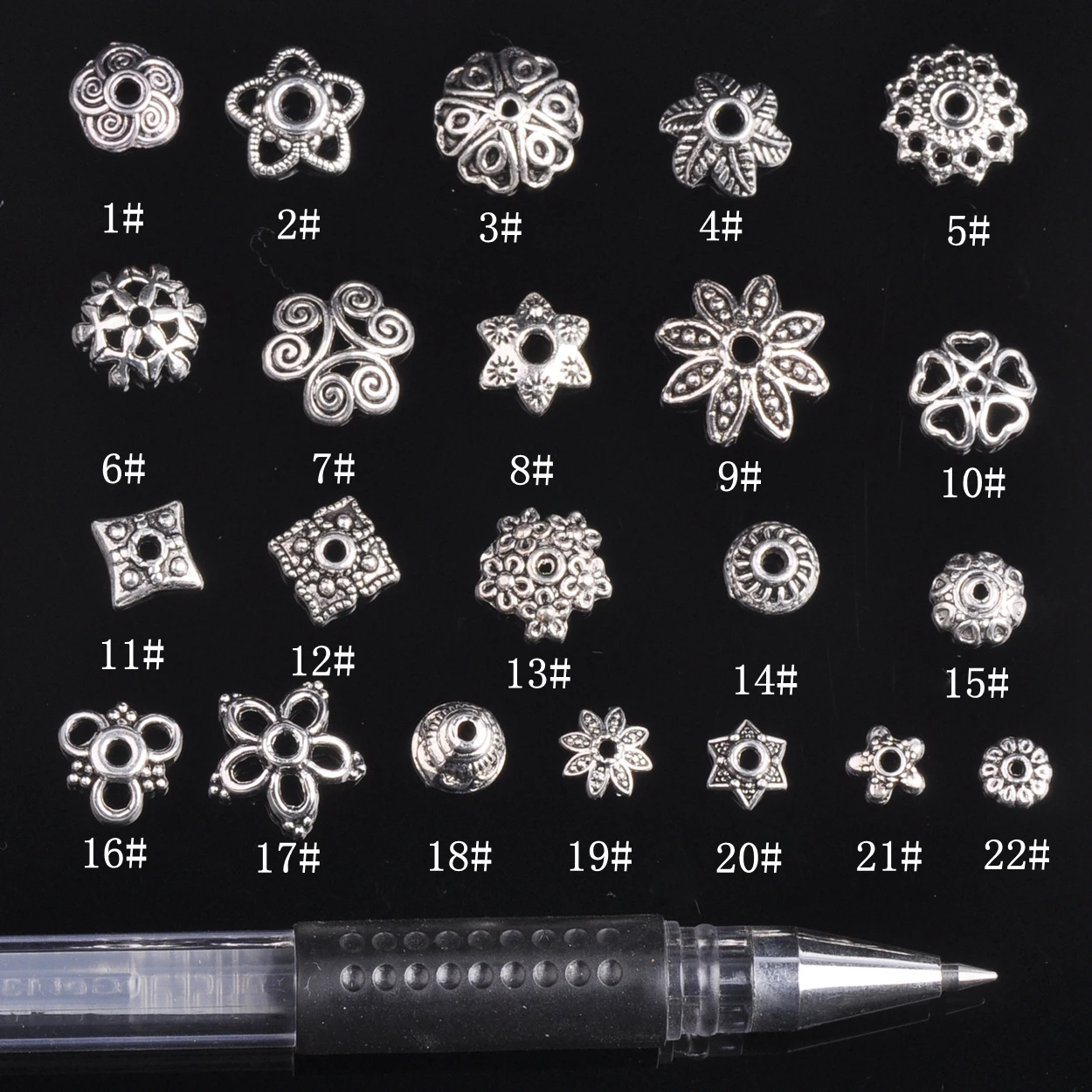 Tibetan Silver Color Metal Flower Loose Spacer Beads Caps Wholesale Lot for Jewelry Making DIY Crafts Findings