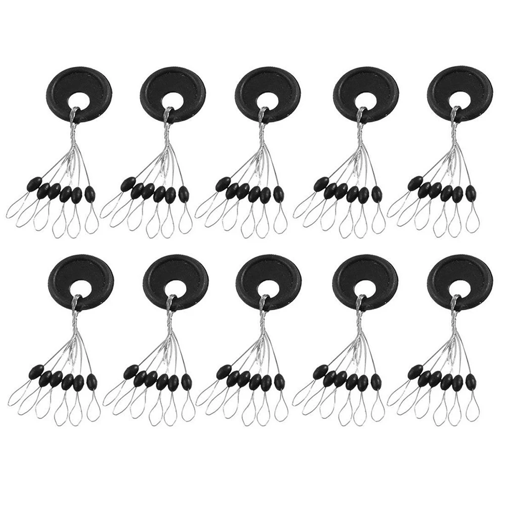 60Pcs 10Set S M L Black Rubber Space Beans Oval Stopper Fishing Bobber Float Catfish Flotador Fishing Float Folat Line Stops