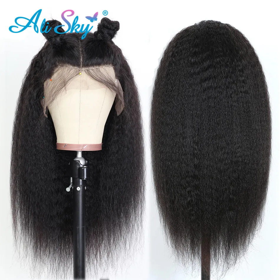 

Kinky Straight Wig 13x4 Lace Front Human Hair Wigs For Women Pre Plucked Yaki Natural Hairline Transparent 4x4 5x5 Closure Wig