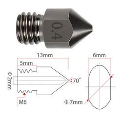 MK8 Hardened Steel Nozzles M6 Thread 1.75MM Filament Extrusion 3D Printers Hard Steel Nozzles 0.2-1mm CR10 HOTEND Extruder parts