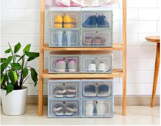 

6PCS Eco-Friendly Shoe Storage Box Case Transparent Plastic Rectangle PP Organizer Thickened drawer