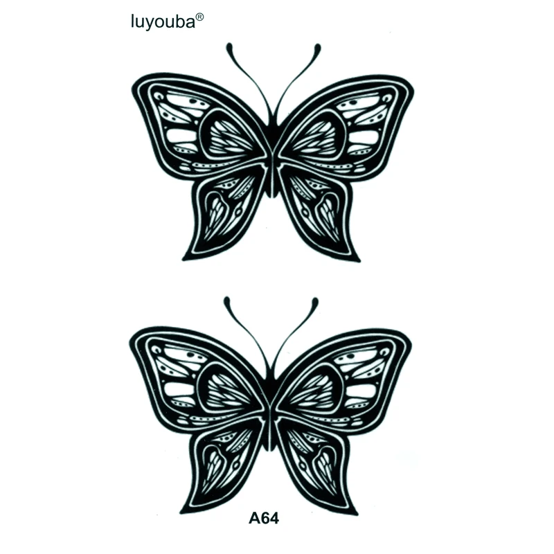 Black Butterfly Waterproof Temporary Tattoos Men Tatoo Temporary Sticker Body Arts Flash Tattoo Tatouage Temporaire Henna Tattoo