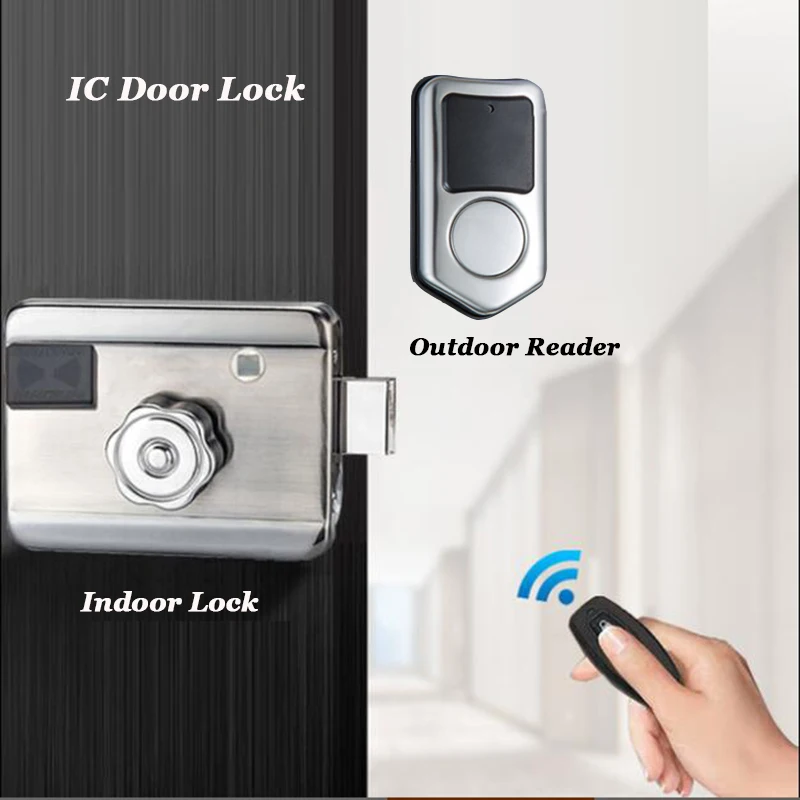 13.56mhz IC Lock DC12V AA battery Electronic Lock Compatible with Video Intercom Door switch Access Control Door Lock