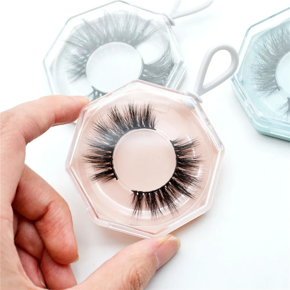 1pc False Eyelash Packaging Box Acrylic Polygonal Keychain Empty Eyelash Case With Tray Cosmetic Storage Box Daily Use Tools