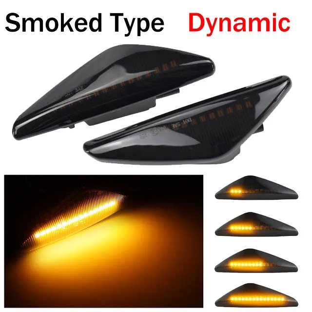 New2Pcs Smoked Car Dynamic LED Side Marker Light Turn Signal Light For-BMW X3 F25 X5 E70 X6 E71 E72 2008-2014