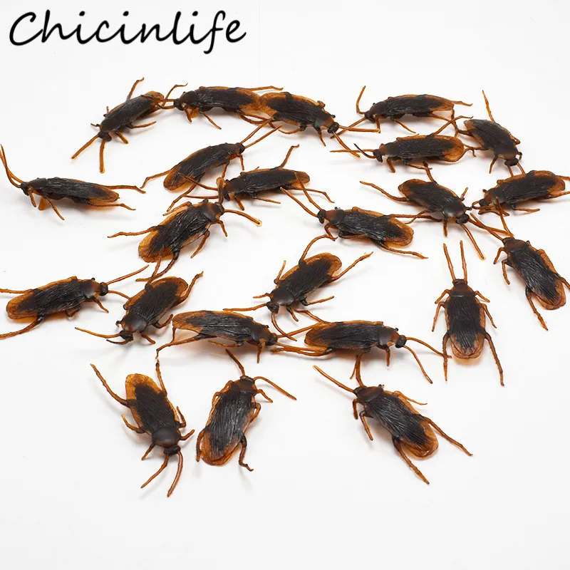 10Pcs Simulation Cockroach Halloween Party Decoration Funny Novelty Prank Game Toys Fake Roach Happy Halloween Table Supplies