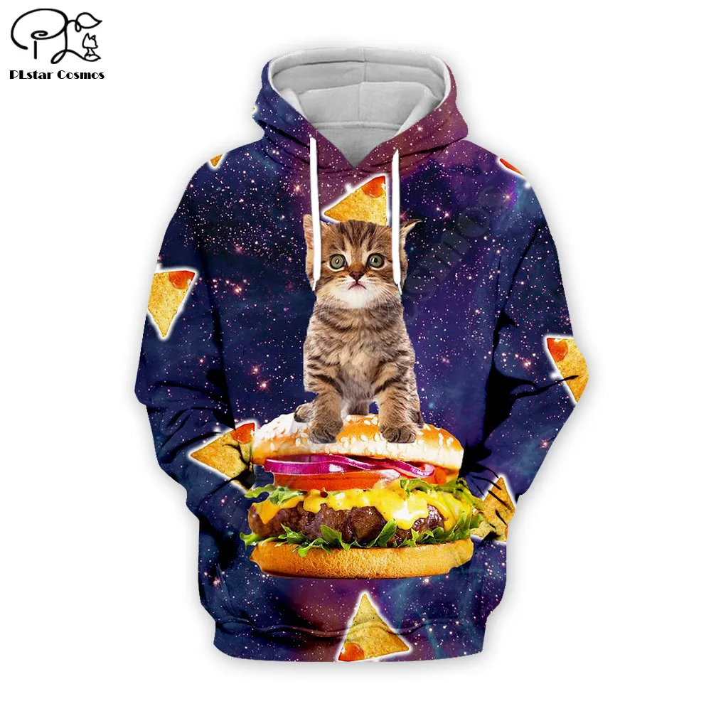 

PLstar Cosmos Burger pizza cats funny printed 3d hoodie sweatshirt women for men zip hoodies galaxy hoodies style-1