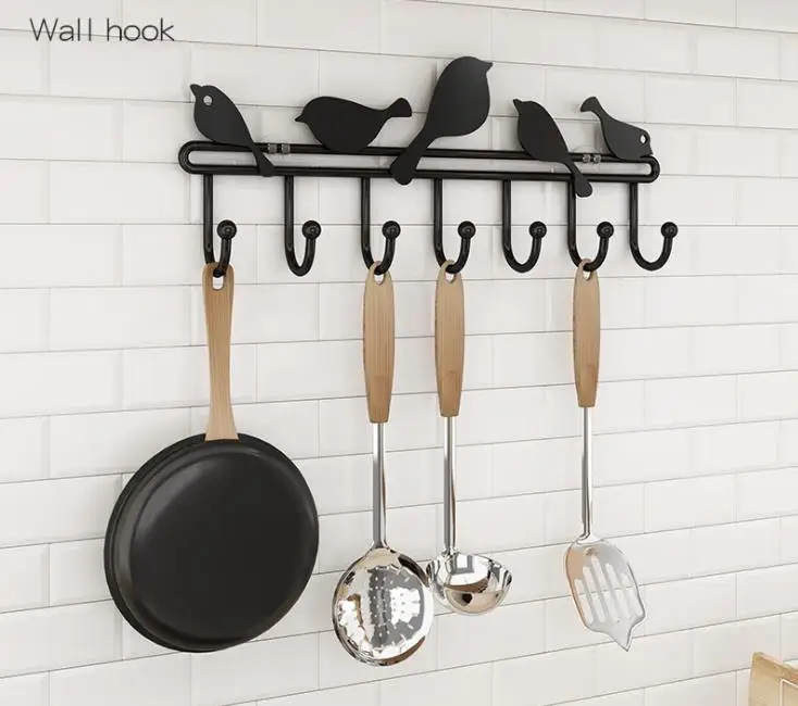 Clothes Hanger With Hooks On The Wall Behind The Door Strong Viscose Punch-Free Coat Hook Rack