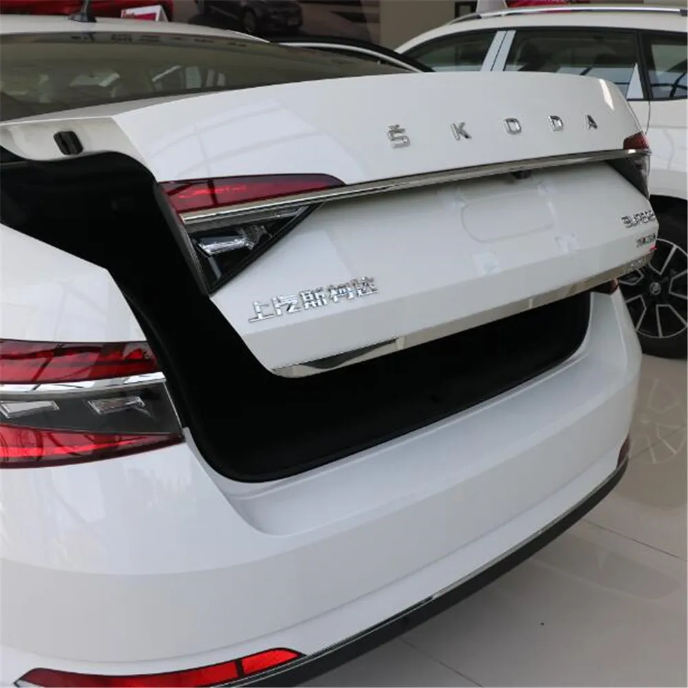 Accessories fit for16-21 new superb sedan stainless steel rear boot door trunk cover trim tailgate garnish molding strip