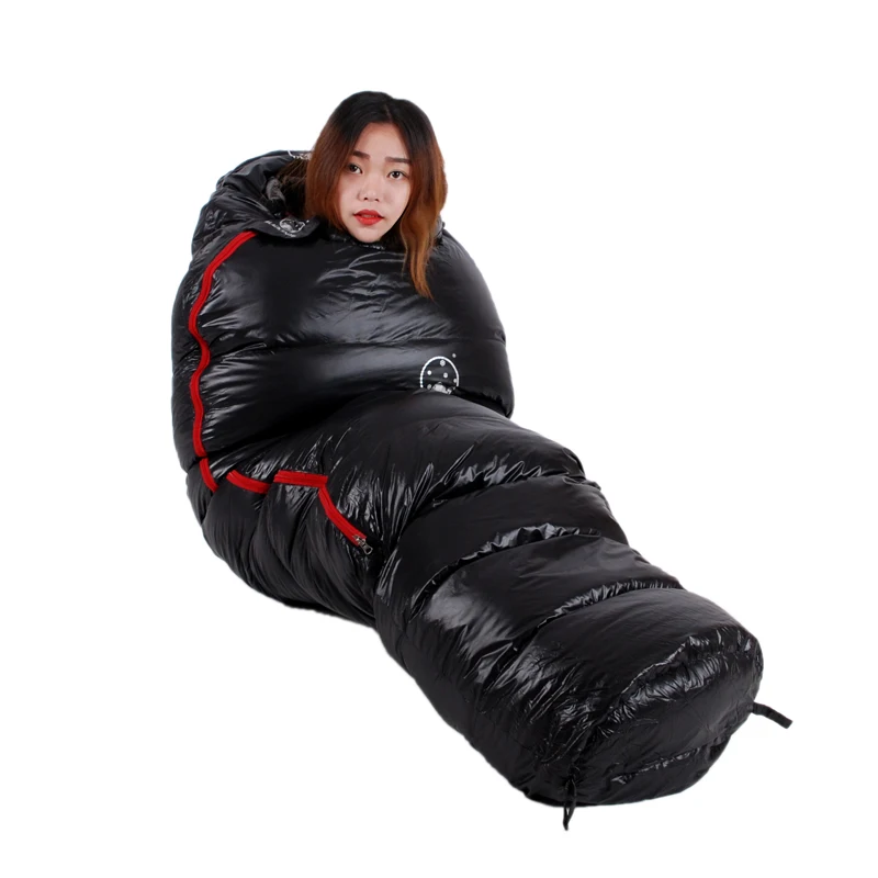 Black Snow Outdoor Camping Sleeping Bag Very Warm Down Filled Adult Mummy Style Sleep Bag 4 Seasons Camping Travel Sleeping Bag