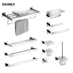 Mirror Chrome Stainless Steel Bathroom Hardware Set Polished Towel Rack Toilet Paper Holder Towel Bar Hook Bathroom Accessories