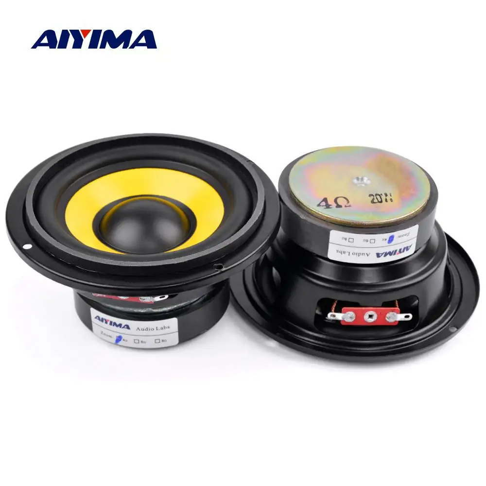 AIYIMA 2Pcs 4 Inch Home Theater Midrange Bass Speaker 4 8 Ohm 20W Audio Woofer Speakers Driver DIY Hifi Music Loudspeaker