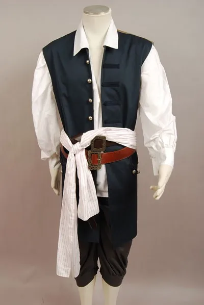 Dropshipping Halloween Pirate cosplay costume Pirates Of The Caribbean Jack Sparrow Jacket Vest Belt Shirt Pants Costumes